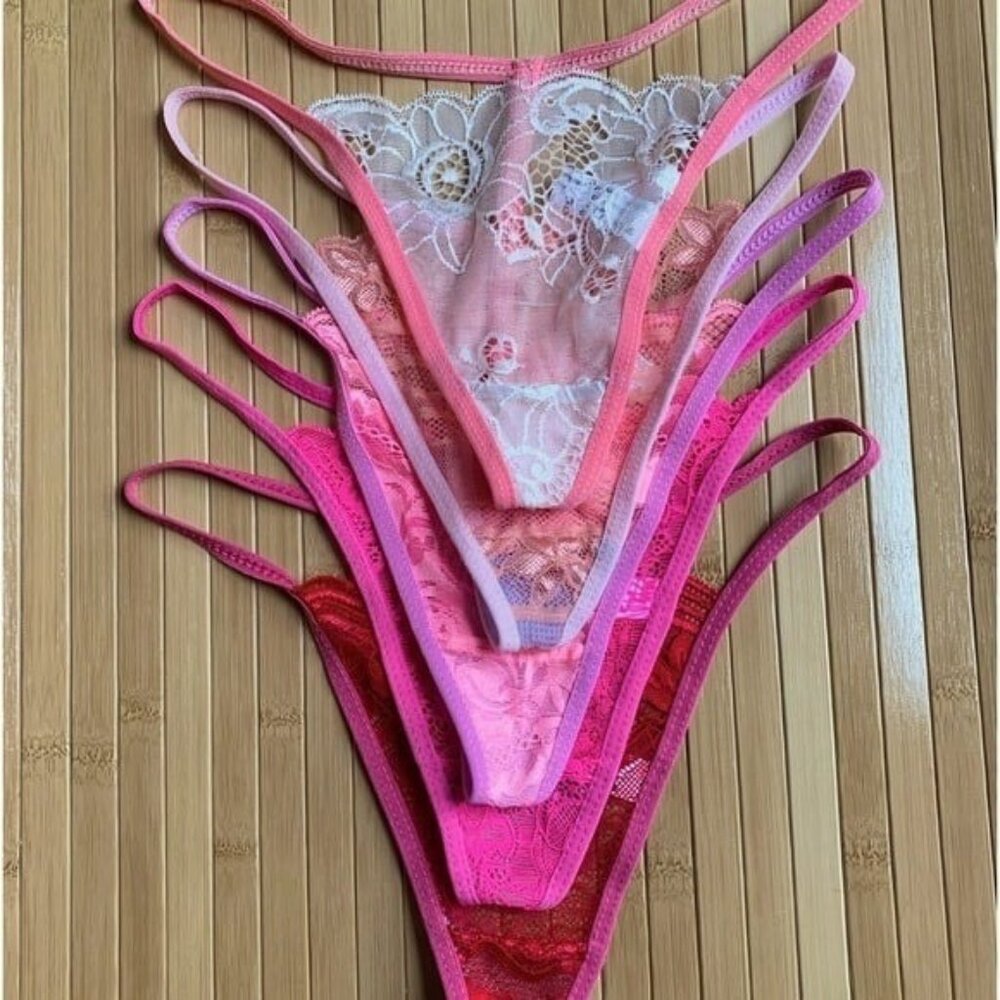 NEW Women’s 5 Pair Lace G-String Thong Set S/M